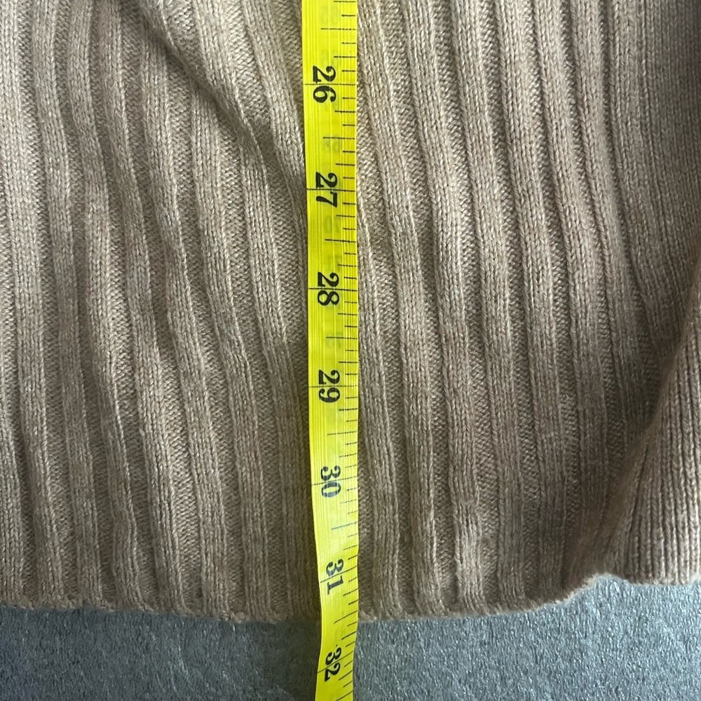 [S]Sunday Best Tan Ribbed Open-Front Viscose Blend Cardigan - Picture 7 of 8